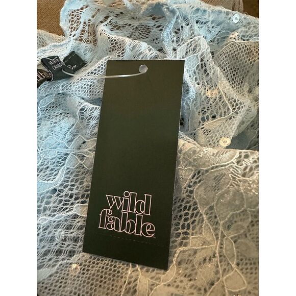 Wild Fable Women's Blue Floral Lace Long Sleeve Blouse Size M Casual Top - Picture 5 of 6